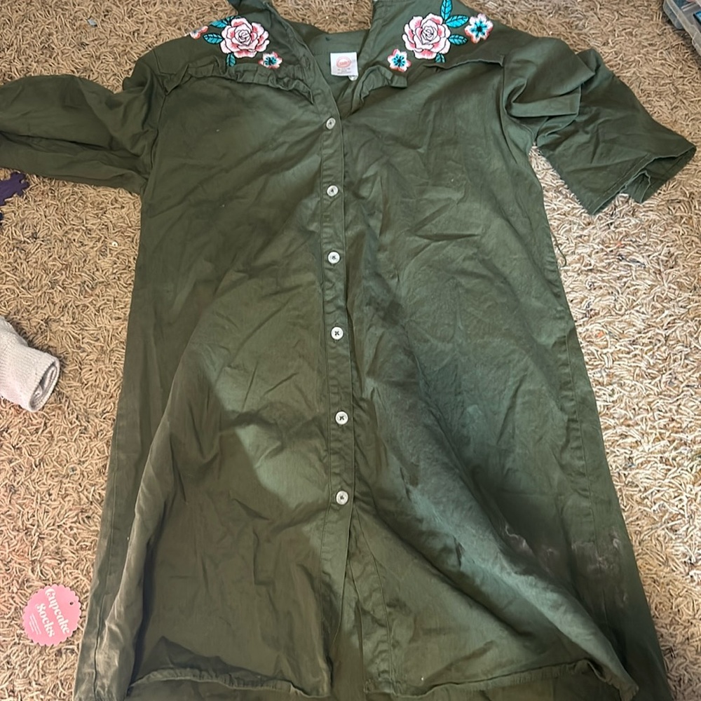 Green denim like dress